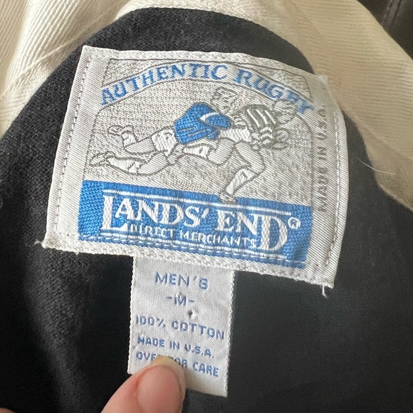 1990S LANDS' END RED, WHITE AND BLUE RUGBY SHIRT Size Medium - Picture 8 of 9